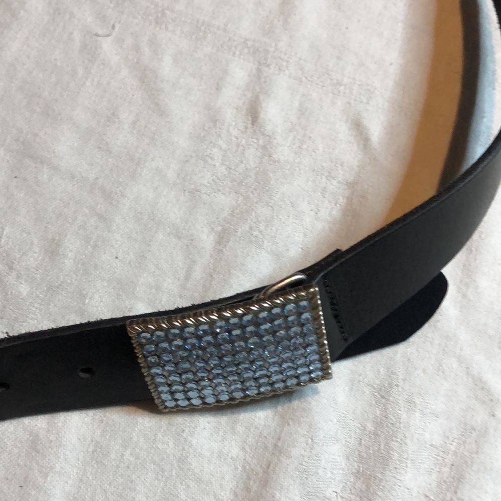 Woman’s Gap Y2k statement piece Black Belt with Silver blue Rhinestones